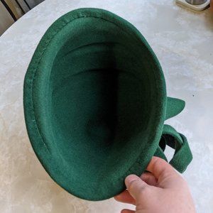 Green cloche hat, hand made